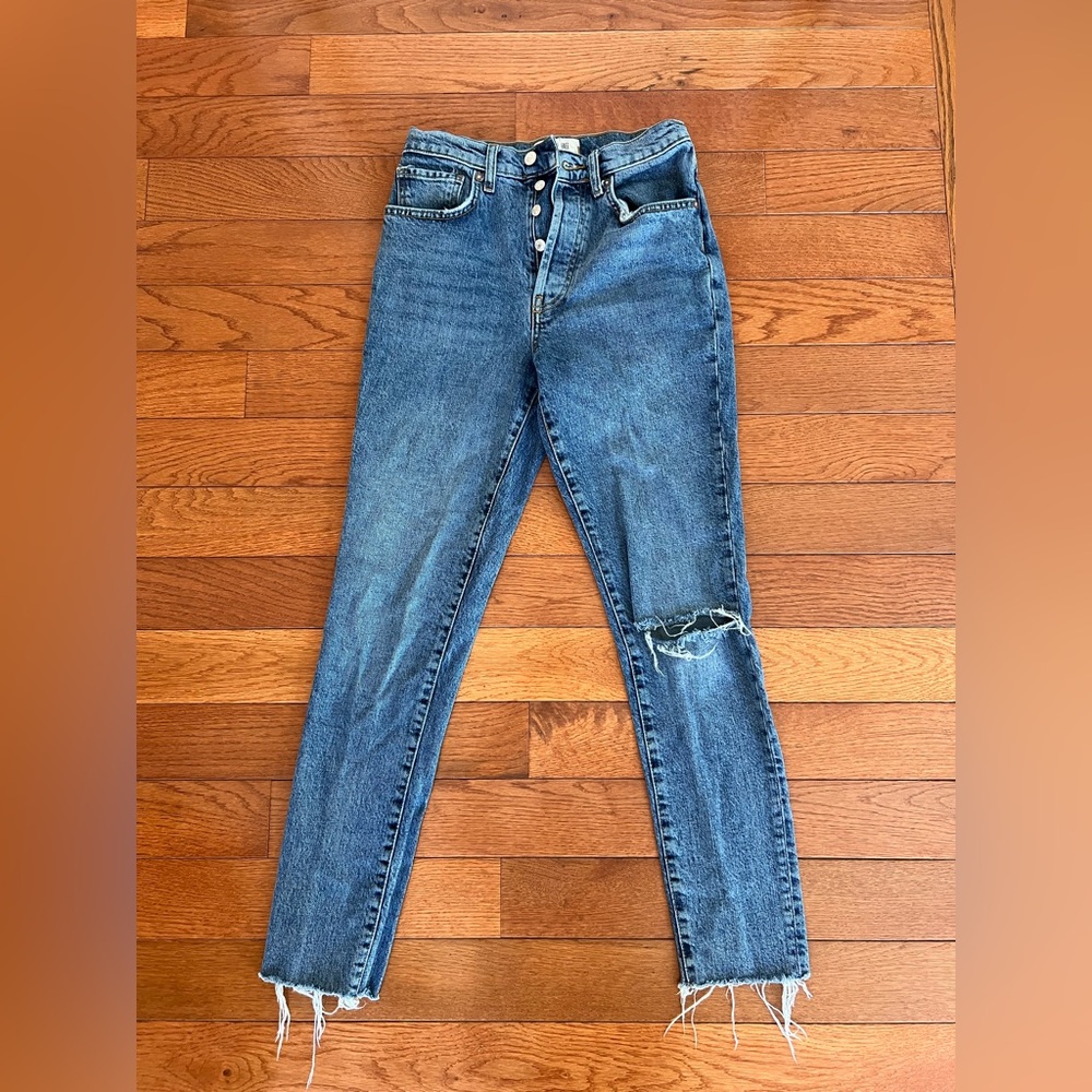 We the Free Skinny Jeans Size 28 Button Fly Raw Hem Distressed
